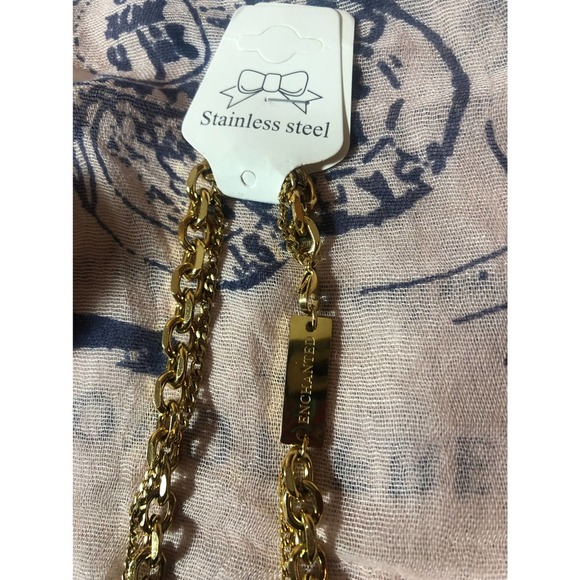 Gold Stainless Steel Star Necklace  Chunky Chain Layered Statement Jewelry - Picture 3 of 5